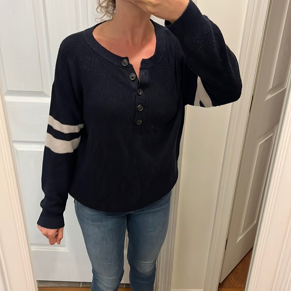 Navy Stripe American Eagle Sweater - Medium